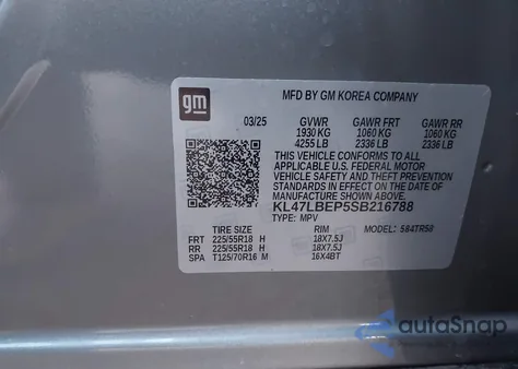 2025 Buick Envista Sport Touring Fwd from USA, damaged, VIN KL47LBEP5SB216788